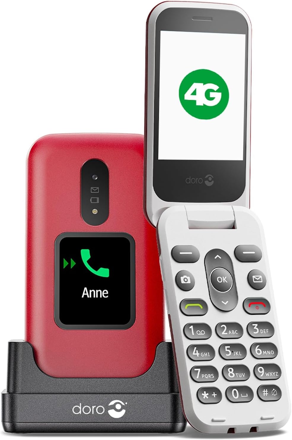 Téléphone mobile à clapet 4G DORO 2880 Rouge